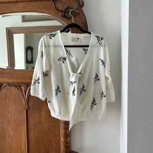 Anthropologie field of flowers knit top. Tie front. Like new